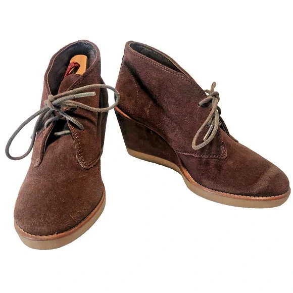 Coach Shoes Coach Cassy Chestnut Brown Suede Wedge High Heel